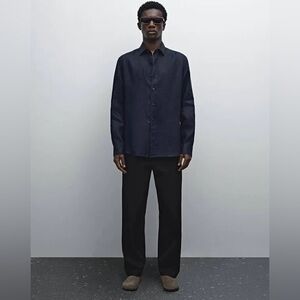 Massimo Dutti Dark Blue Button-Up Shirt